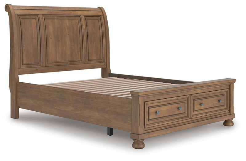 Feddinger Medium Brown Queen Storage Sleigh Bed - PCB779B4