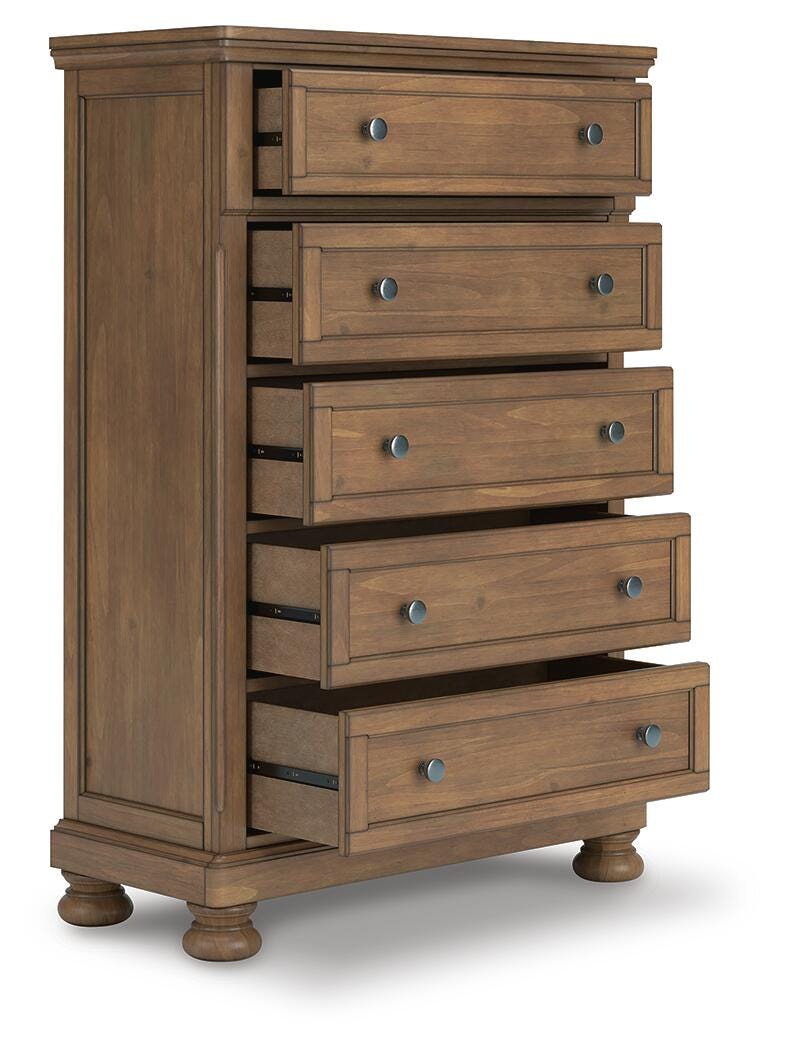 Feddinger Queen Panel Bed, Dresser, Mirror, Chest and 2 Nightstands - PCB779B19