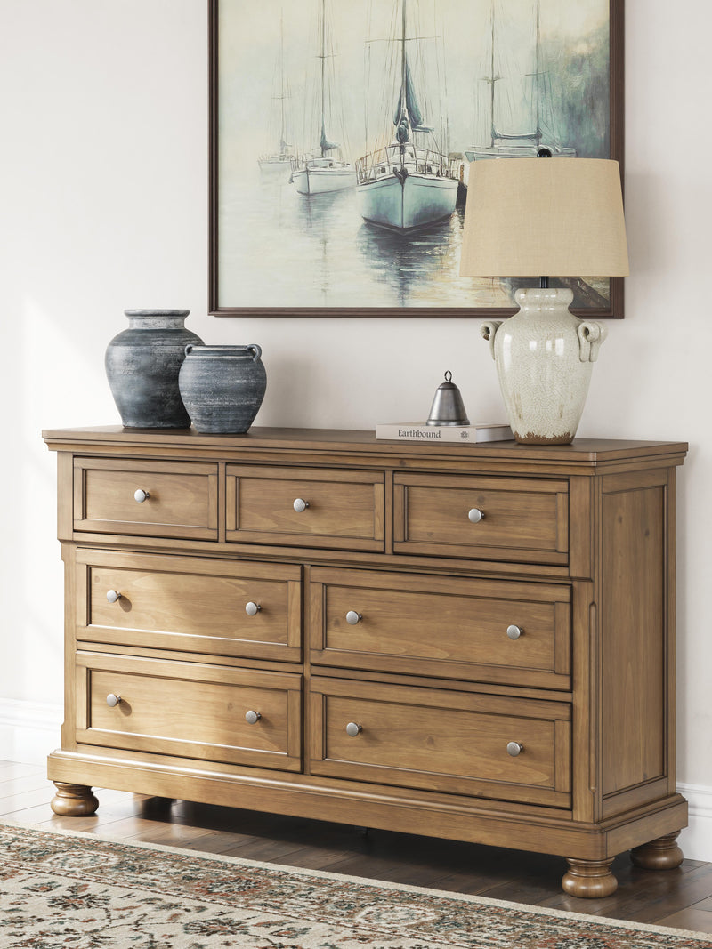 Feddinger Queen Panel Bed with Dresser and Nightstand in Medium Brown - PKG022307