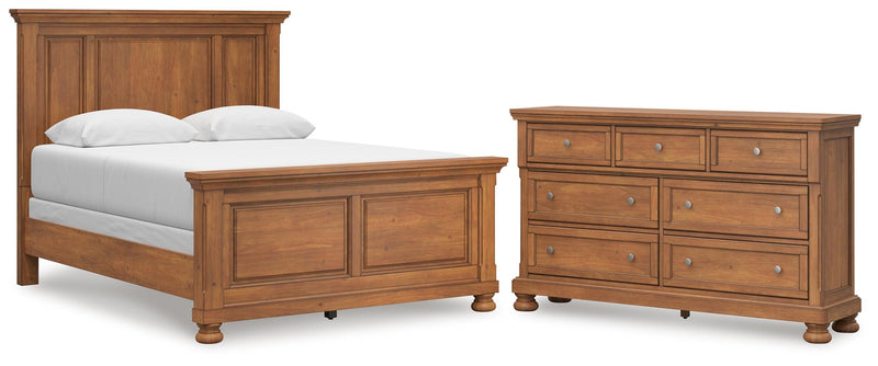 Feddinger Queen Panel Bed with Dresser in Medium Brown - PKG022306
