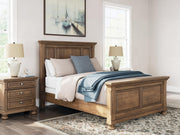 Feddinger Queen Panel Bed with Mirrored Dresser and Chest in Medium Brown - PKG022304