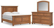 Feddinger Queen Panel Bed with Mirrored Dresser in Medium Brown - PKG022300