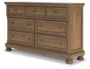 Feddinger Queen Storage Sleigh Bed with Dresser and Nightstand in Medium Brown - PKG022315