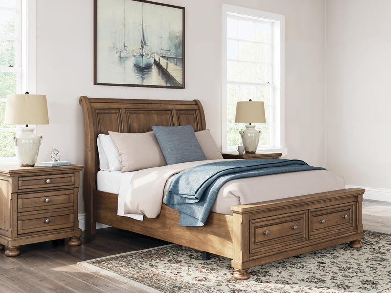 Feddinger Queen Storage Sleigh Bed with Dresser in Medium Brown - PKG022314