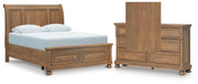 Feddinger Queen Storage Sleigh Bed with Dresser in Medium Brown - PKG022314