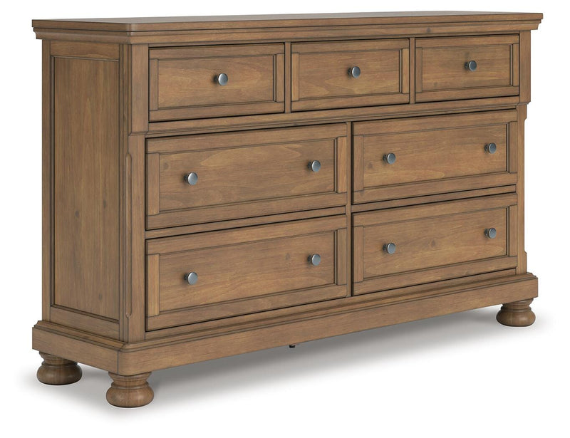 Feddinger Queen Storage Sleigh Bed with Dresser in Medium Brown - PKG022314
