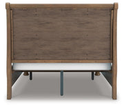 Feddinger Queen Storage Sleigh Bed with Mirrored Dresser in Medium Brown - PKG022308