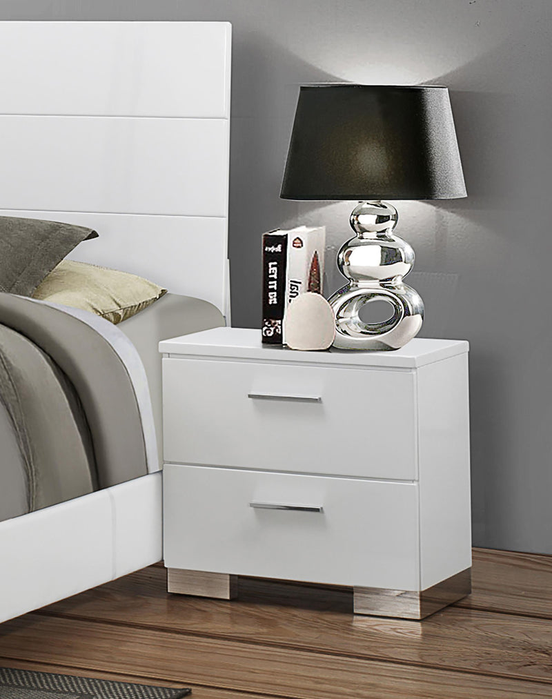 Felicity 2-drawer Nightstand White High Gloss - 203502