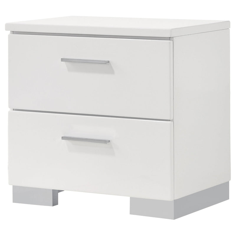 Felicity 2-drawer Nightstand White High Gloss - 203502