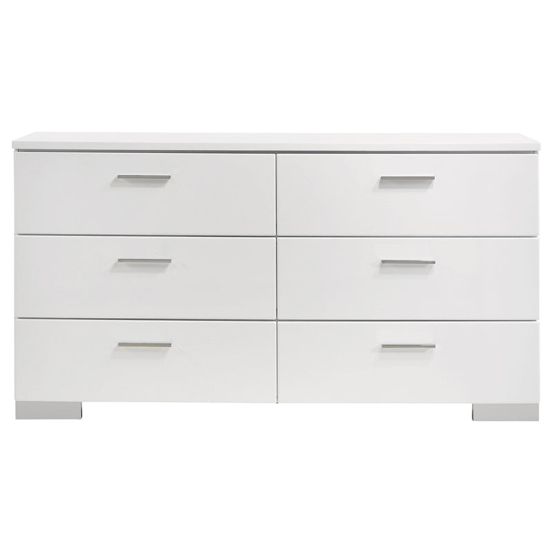 Felicity 4-piece Eastern King Bedroom Set White High Gloss - 203500KE-S4L