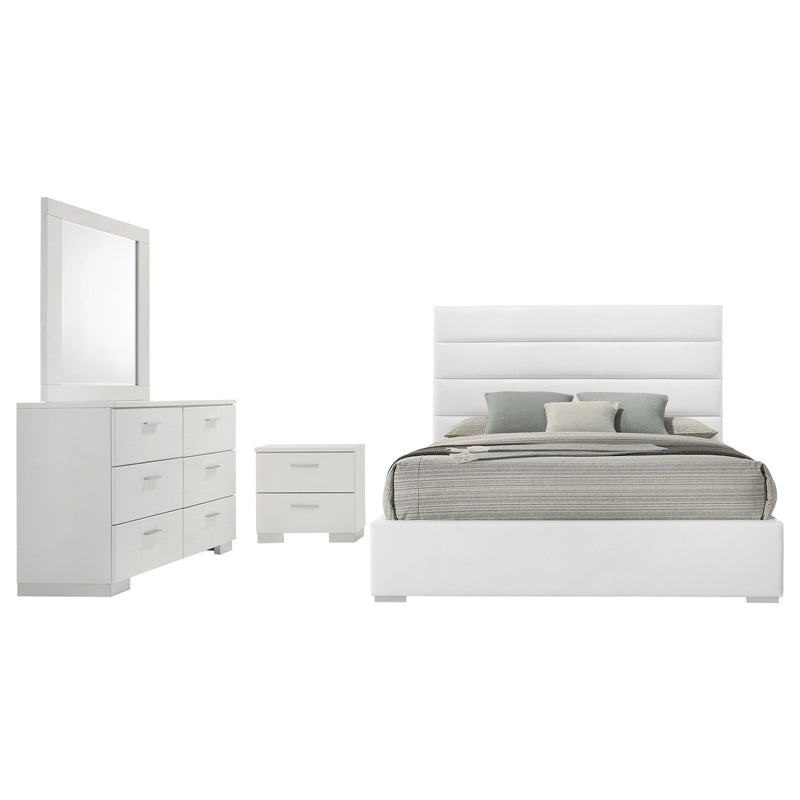Felicity 4-piece Eastern King Bedroom Set White High Gloss - 203511KE-S4