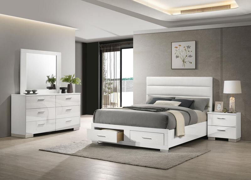 Felicity 4-piece Eastern King Platform Bedroom Set White - 203510KE-S4