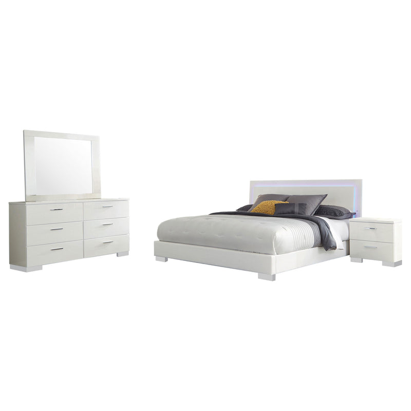 Felicity 4-piece Queen Bedroom Set White High Gloss - 203500Q-S4