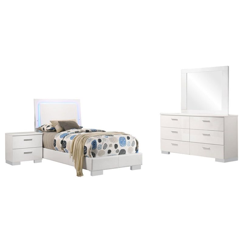 Felicity 4-piece Twin Bedroom Set White High Gloss - 203500T-S4