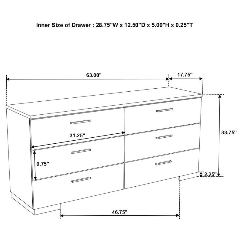 Felicity 4-piece Twin Bedroom Set White High Gloss - 203500T-S4L
