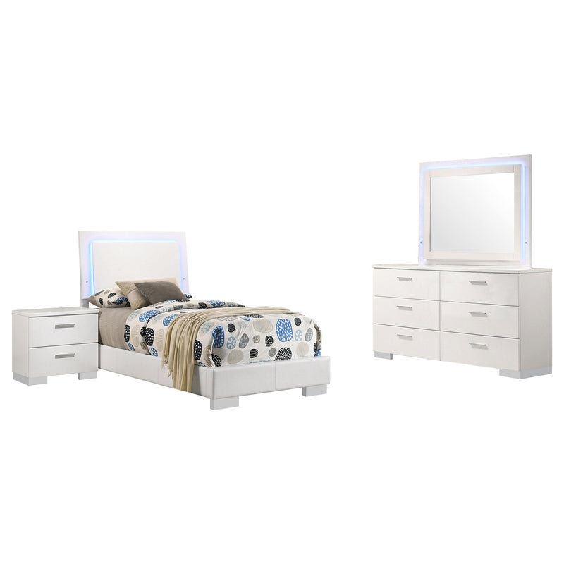 Felicity 4-piece Twin Bedroom Set White High Gloss - 203500T-S4L