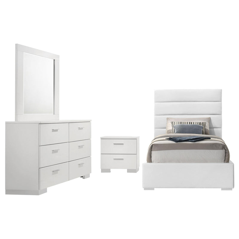 Felicity 4-piece Twin Bedroom Set White High Gloss - 203511T-S4
