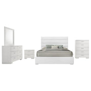 Felicity 5-piece Eastern King Bedroom Set White High Gloss - 203511KE-S5