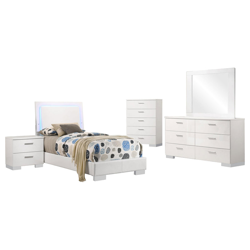 Felicity 5-piece Twin Bedroom Set White High Gloss - 203500T-S5