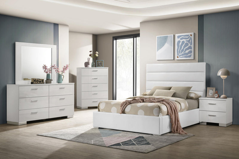 Felicity 53-inch Upholstered Full Platform Bed White - 203511F