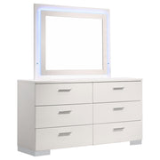Felicity 6-drawer Dresser with LED Mirror White High Gloss - 203503ML
