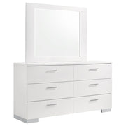 Felicity 6-drawer Wood Dresser with Mirror White High Gloss - 203503M