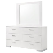 Felicity 6-drawer Wood Dresser with Mirror White High Gloss - 203503M