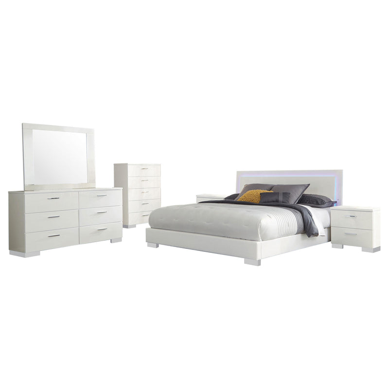 Felicity 6-piece Queen Bedroom Set White High Gloss - 203500Q-S6
