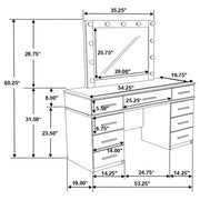 Felicity 9-drawer Vanity Table Lighted Mirror Glossy White - 203507