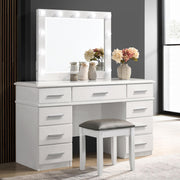 Felicity 9-drawer Vanity Table Lighted Mirror Glossy White - 203507