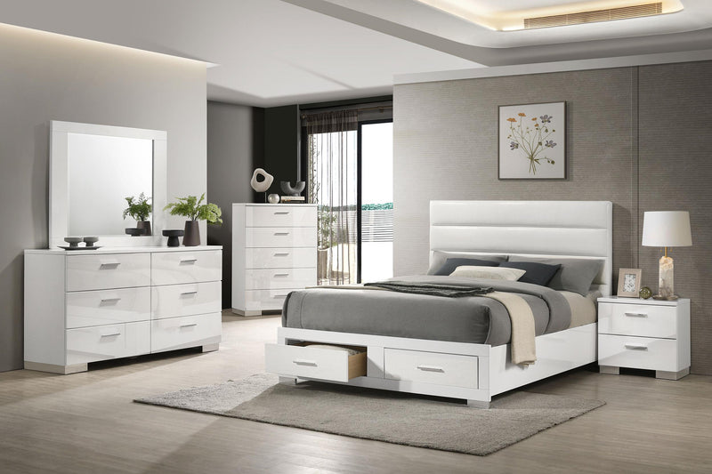 Felicity Queen Storage Bed White High Gloss - 203510Q