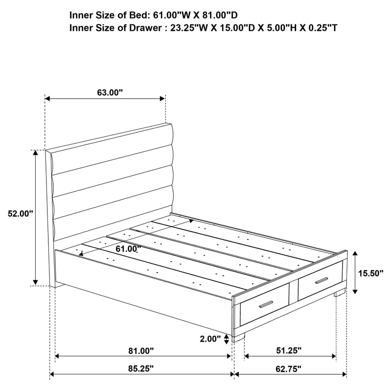 Felicity Queen Storage Bed White High Gloss - 203510Q