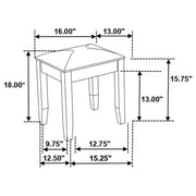 Felicity Upholstered Vanity Stool Metallic and Glossy White - 203507STL