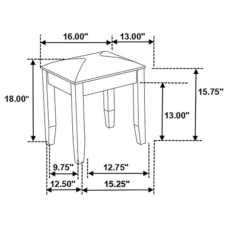 Felicity Upholstered Vanity Stool Metallic and Glossy White - 203507STL