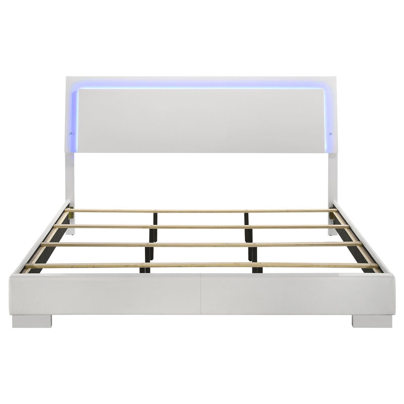 Felicity Wood Eastern King LED Panel Bed White High Gloss - 203500KE