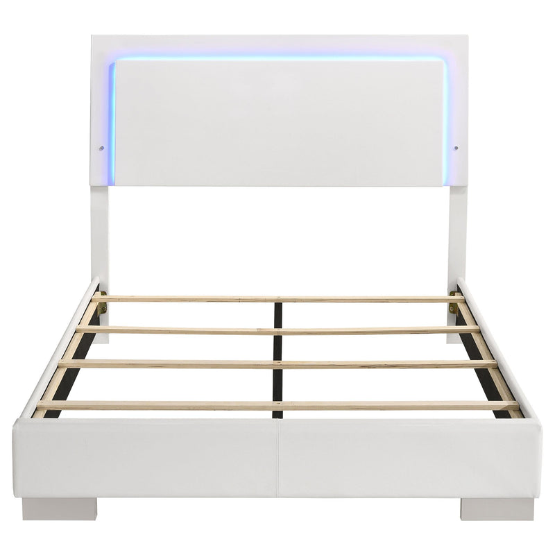 Felicity Wood Full LED Panel Bed White High Gloss - 203500F
