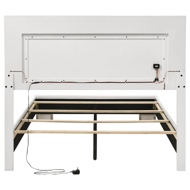 Felicity Wood Full LED Panel Bed White High Gloss - 203500F