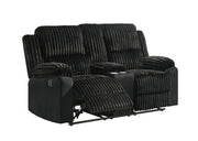 Felix - Black Manual Recliner Loveseat with Storage Console and Cup Holder - L628-L