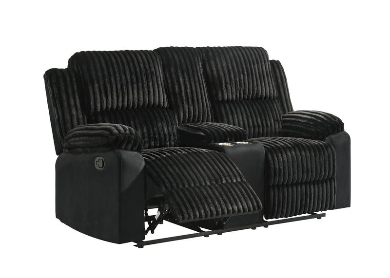 Felix - Black Manual Recliner Loveseat with Storage Console and Cup Holder - L628-L