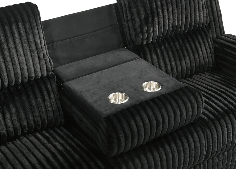 Felix - Black Manual Recliner Sofa with Drop-Down Table and Cup Holder - L628-S