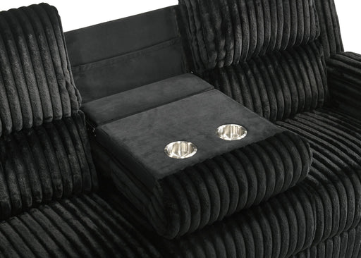 Felix - Black Manual Recliner Sofa with Drop-Down Table and Cup Holder - L628-S