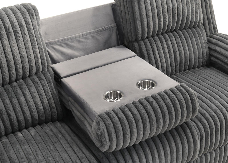 Felix - Gray Manual Reclining, Drop-Down Table, Storage Console and Cup Holder - L629-SLR