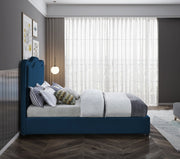 Felix Linen Textured Fabric Full Bed Blue - FelixNavy-F