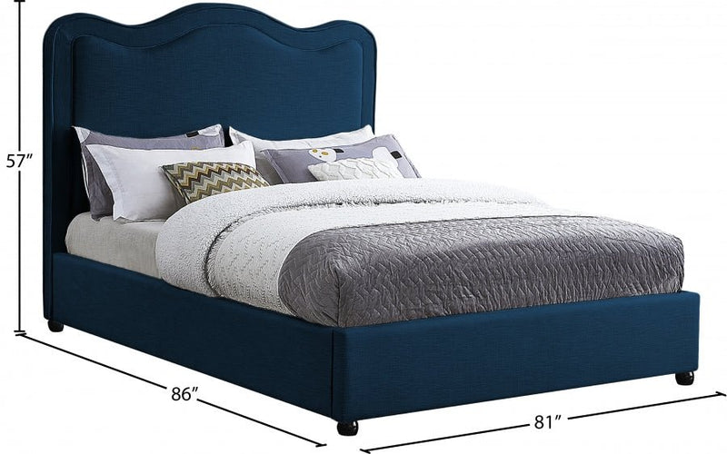Felix Linen Textured Fabric Full Bed Blue - FelixNavy-F