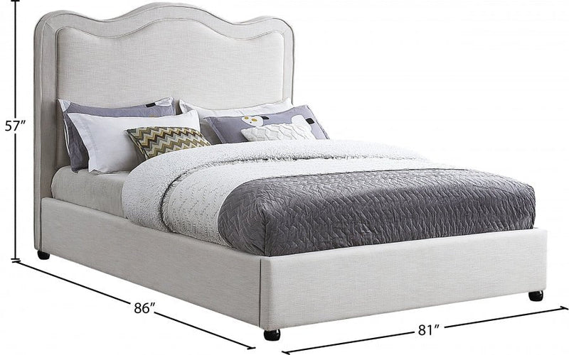 Felix Linen Textured Fabric Full Bed Cream - FelixCream-F