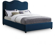 Felix Linen Textured Fabric King Bed Blue - Gate FurnitureKing Bed