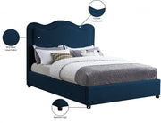 Felix Linen Textured Fabric King Bed Blue - Gate FurnitureKing Bed