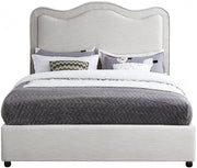 Felix Linen Textured Fabric King Bed Cream - Gate FurnitureKing Bed