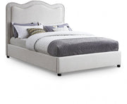 Felix Linen Textured Fabric King Bed Cream - Gate FurnitureKing Bed