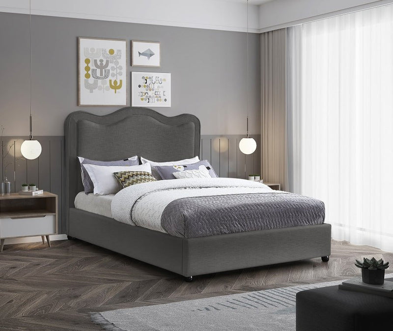Felix Linen Textured Fabric King Bed Grey - Gate FurnitureKing Bed